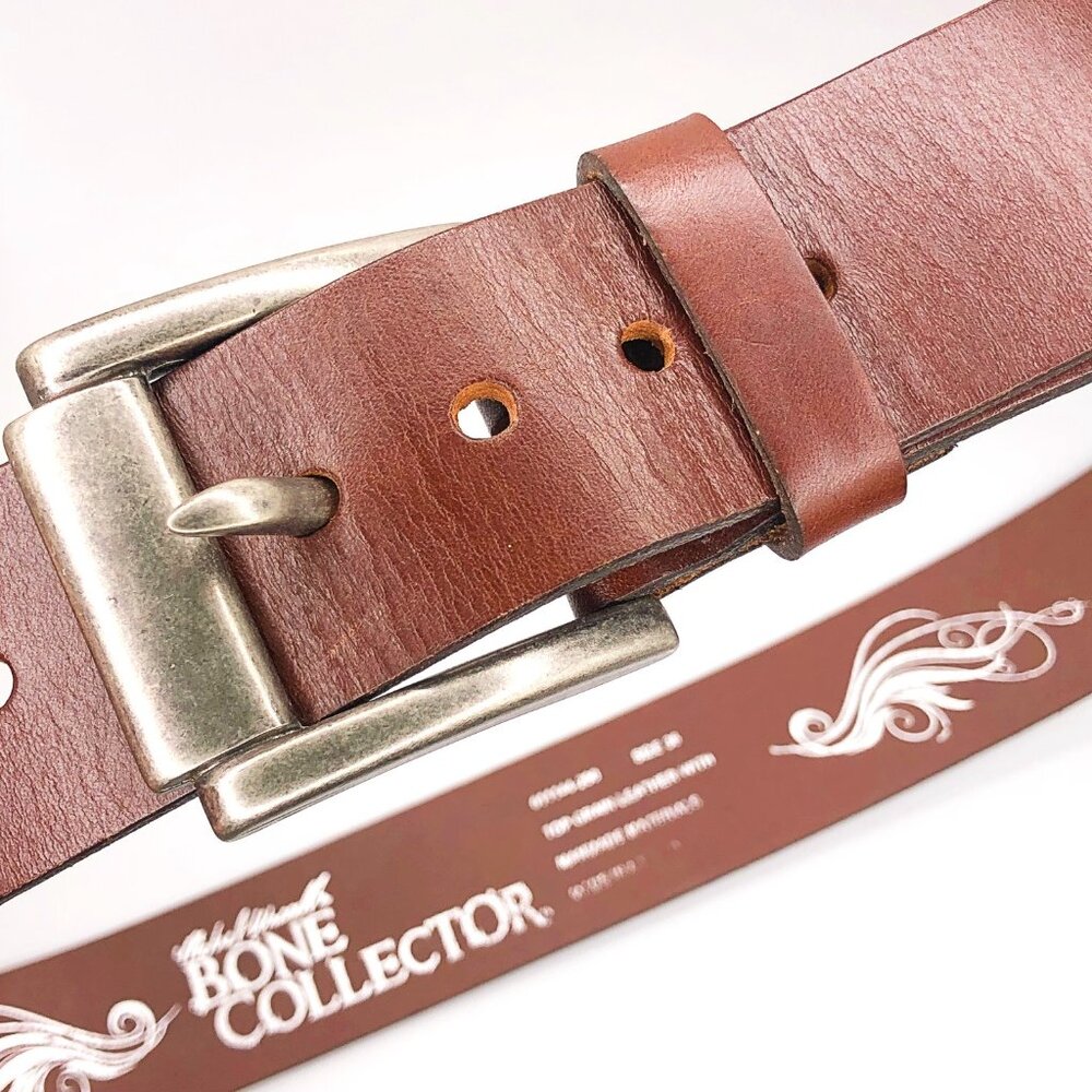 Michael Waddell's Bone Collector Brown Leather Belt with  silver tone buckle 36